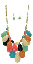 Load image into Gallery viewer, Two Layer Mixed Color Teardrop Fringe Necklace Set
