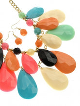 Load image into Gallery viewer, Two Layer Mixed Color Teardrop Fringe Necklace Set
