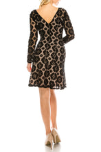 Load image into Gallery viewer, Adrianna Papell Long Sleeve Illusion Lace Dress
