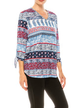 Load image into Gallery viewer, Allison Daley Multi Print 3/4 Sleeve Top with Cuff Tie Detail

