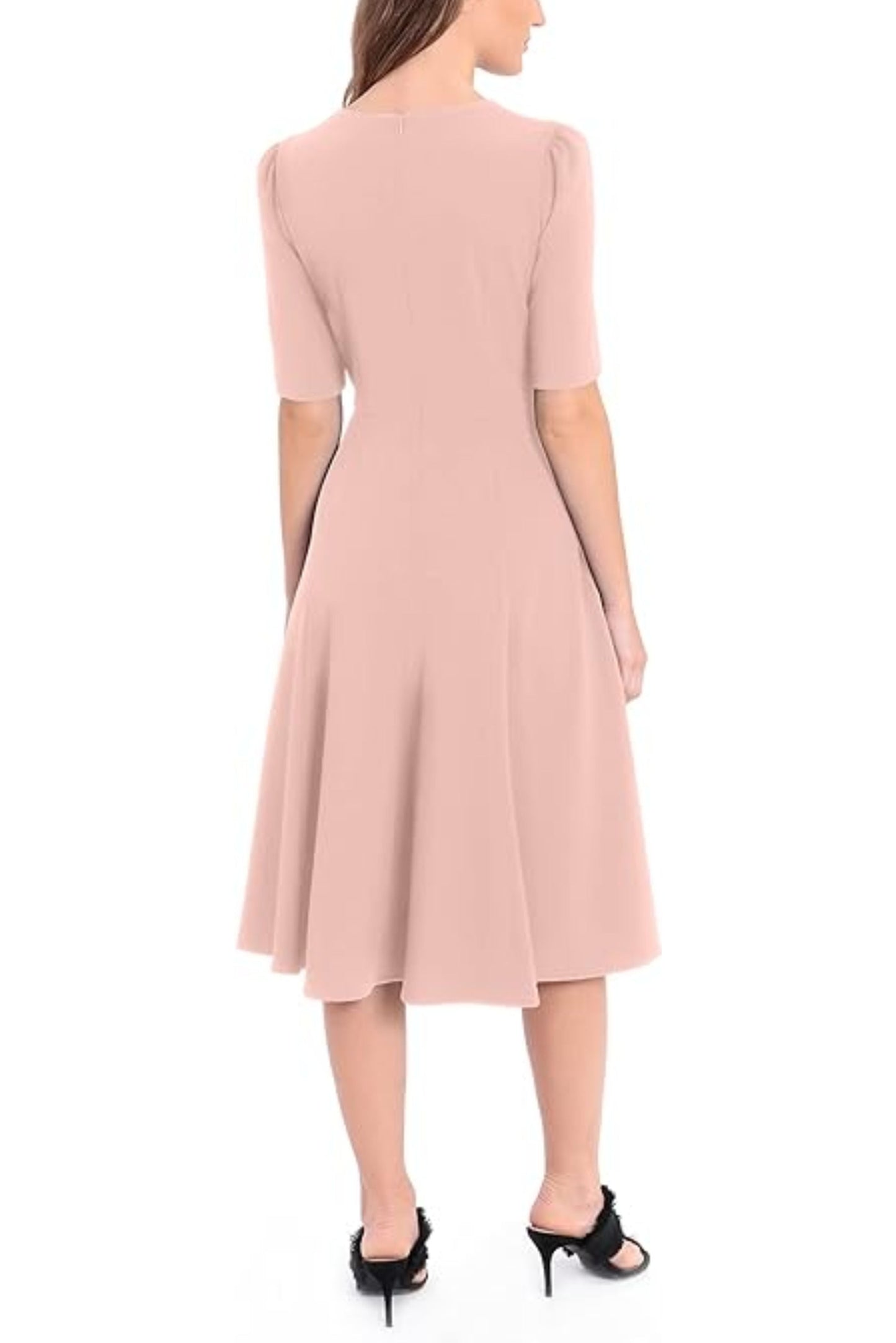 Donna Morgan V-Neck Short Sleeve A-Line Dress