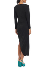 Load image into Gallery viewer, Donna Morgan Long Sleeve Faux Wrap Oblique Dress
