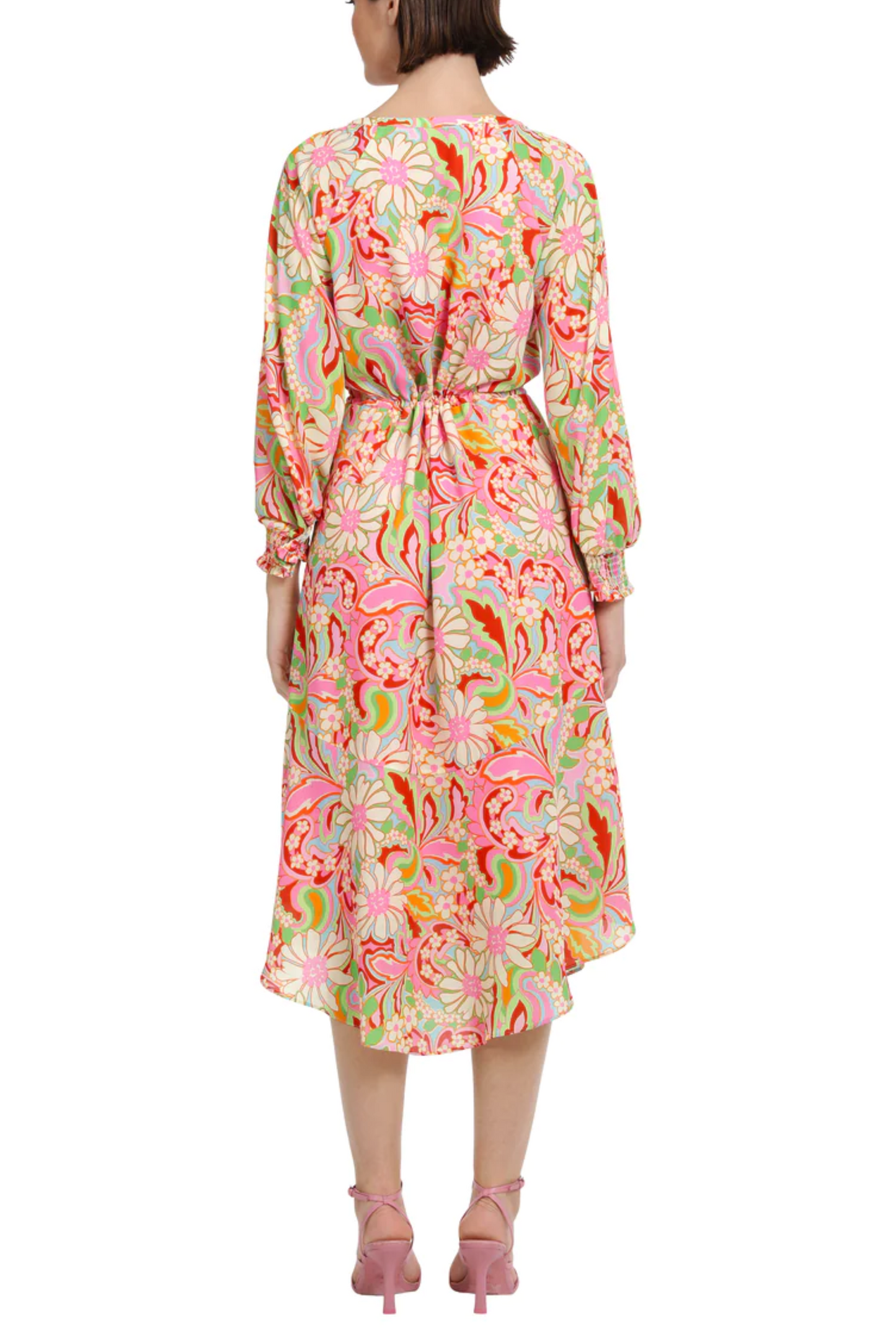 Donna Morgan Long Sleeve Floral Midi Dress