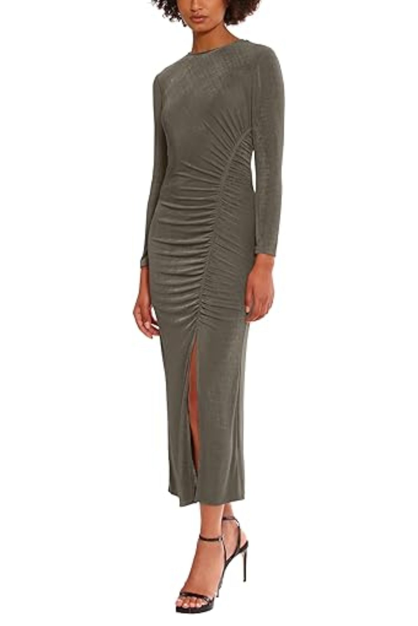Donna Morgan Long Sleeve Ruched Side Midi Dress
