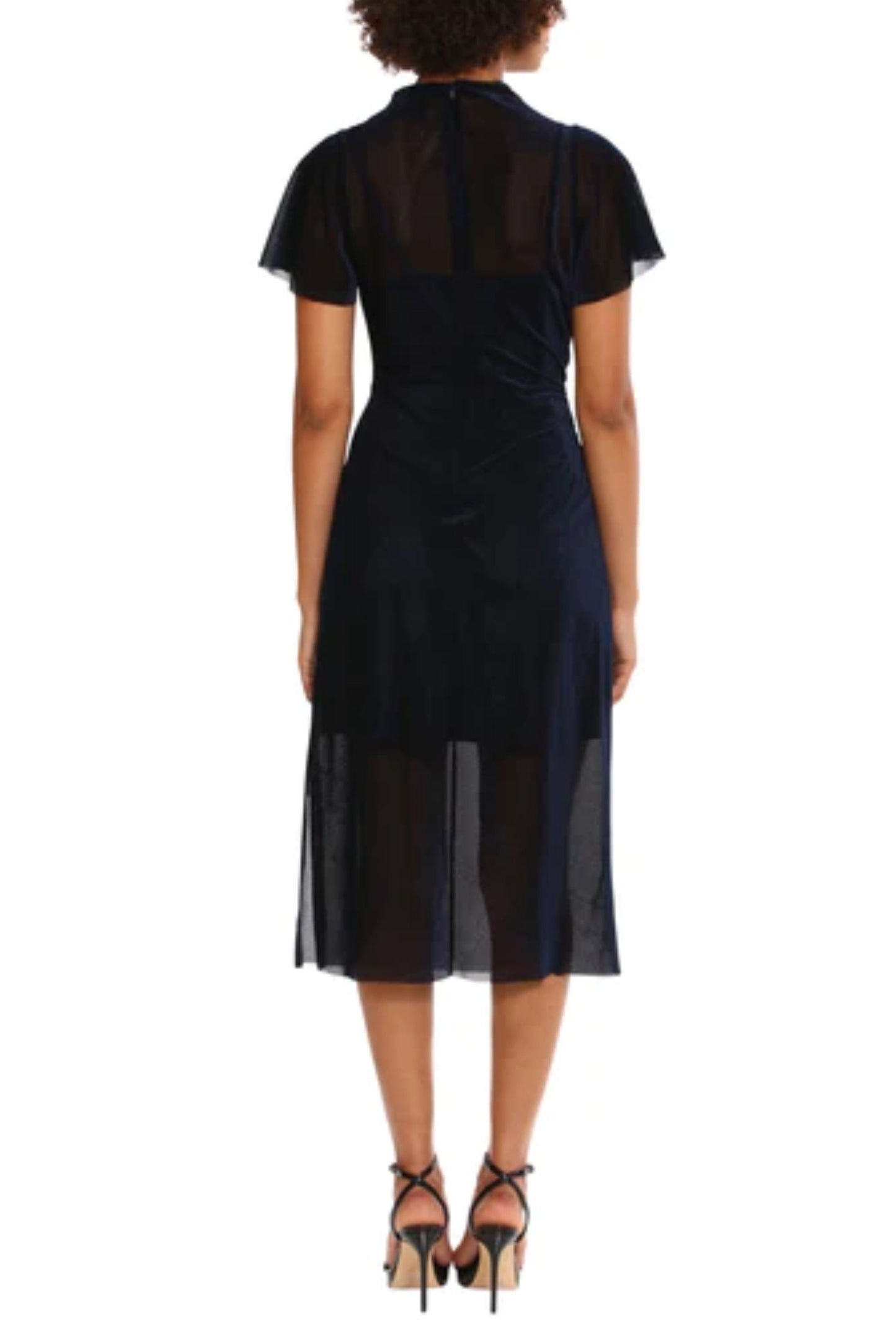 Donna Morgan Short Sleeve Illusion Neckline Dress