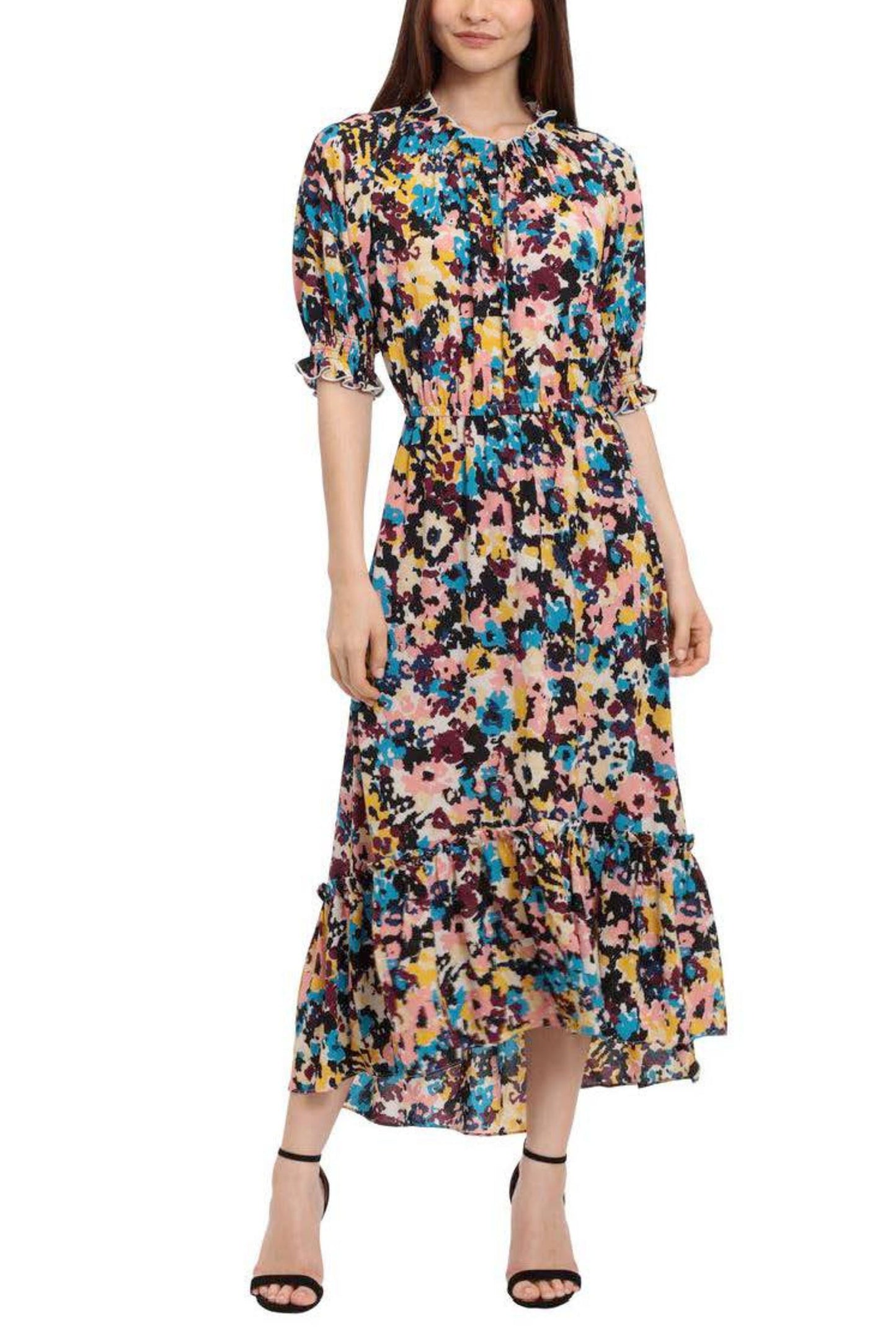 Donna Morgan Short-Sleeve Abstract Midi Dress