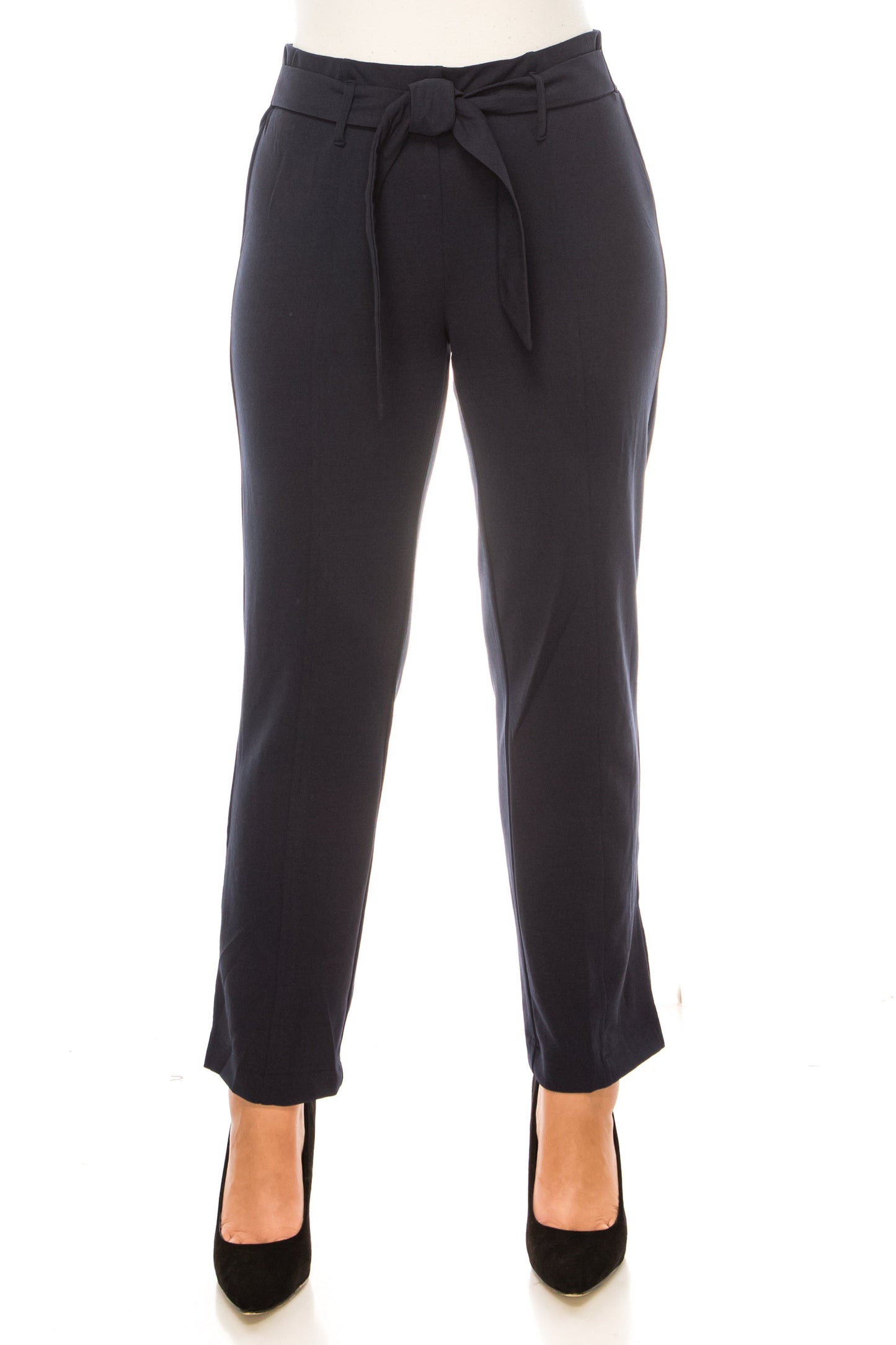 Hope & Harlow Pull-On Straight Leg Belted Pants