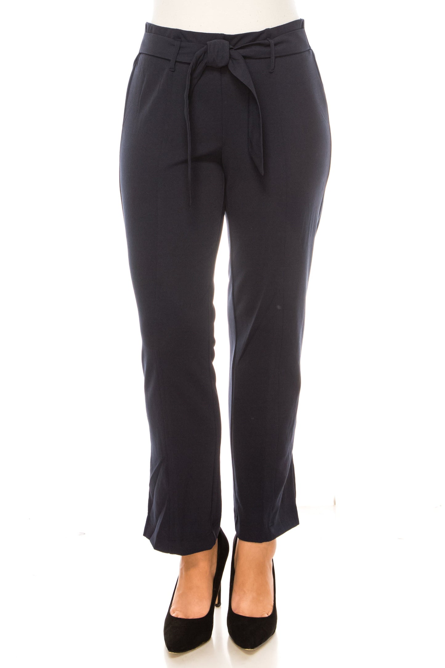 Hope & Harlow Pull-On Straight Leg Belted Pants