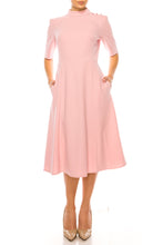Load image into Gallery viewer, Ivy + Blu 3/4 Sleeve Mock Neck Fit &amp; Flare Dress
