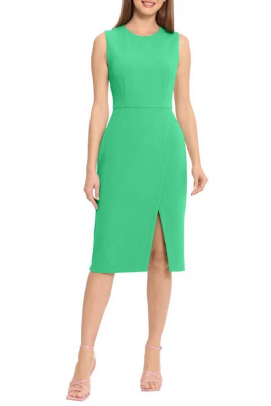 Ivy + Blu Sleeveless Front-Slit Sheath Dress