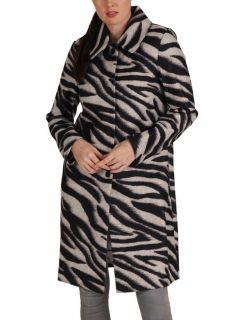  Faux Wool Zebra Pattern Trench Coat