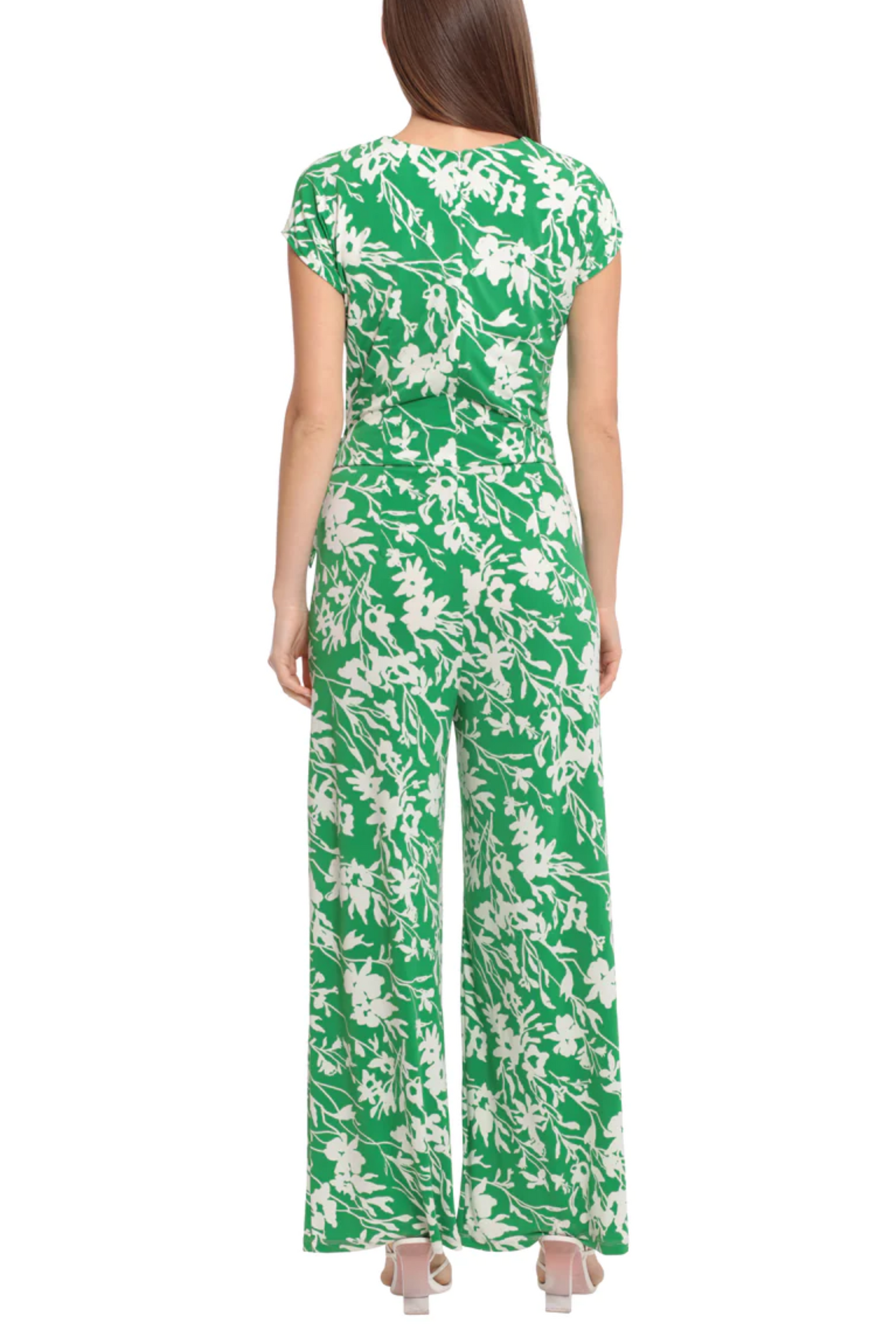 London Times Short Sleeve Side-Tie Floral Jumpsuit