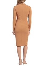 Load image into Gallery viewer, London Times Biscuit V-Neck Collared Long Sleeve Midi Dress
