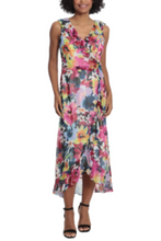 Load image into Gallery viewer, Maggy London Floral Sleeveless Frilly Midi Dress
