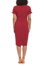 Load image into Gallery viewer, London Times Smock Short Puff Sleeve Sheath Dress
