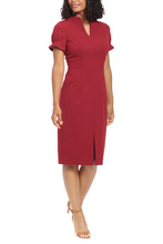 Load image into Gallery viewer, London Times Smock Short Puff Sleeve Sheath Dress
