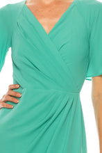 Load image into Gallery viewer, Maggy London Green Short Sleeve Wrap Midi Dress
