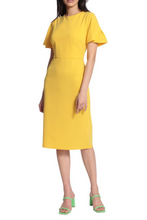 Load image into Gallery viewer, Maggy London Yolk Yellow Short Sleeve Sheath Midi Dress
