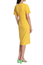 Load image into Gallery viewer, Maggy London Yolk Yellow Short Sleeve Sheath Midi Dress

