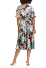 Load image into Gallery viewer, Maggy London Floral Print Pleated Midi A-Line Dress
