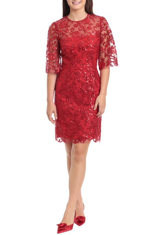 Maggy London Embroidered Sequin Knee Length Dress