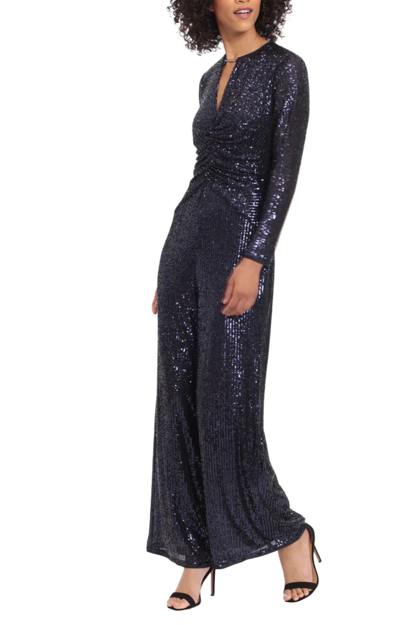 Maggy London Long Sleeve Sequined Dressy Jumpsuit