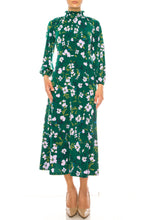 Load image into Gallery viewer, Maggy London Floral Mock Neck Midi Dress
