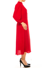 Load image into Gallery viewer, Maggy London Long Sleeve Mock Neck Midi Dress
