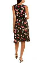 Load image into Gallery viewer, Maison Tara Black Pink Floral Sleeveless 2 Side Pocket A-Line Midi Dress
