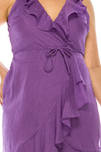 Load image into Gallery viewer, Maison Tara Sleeveless Ruffle Wrap Style A-Line Dress
