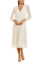 Load image into Gallery viewer, Maison Tara Dot Texture Print Smocking Long Sleeve Tiered Maxi Dress

