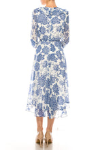 Load image into Gallery viewer, Maison Tara Ivory Slate Floral 3/4 Sleeve Wrap Style Midi Dress
