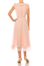 Load image into Gallery viewer, Maison Tara Tea Rose Ruffle Cap Sleeve Wrap Style Midi Dress
