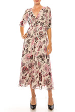 Load image into Gallery viewer, Maison Tara Stone Amethyst Paisley Print Puff Short Sleeve A-Line Maxi Dress
