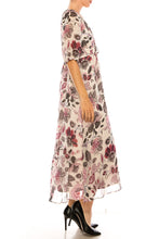 Load image into Gallery viewer, Maison Tara Stone Amethyst Paisley Print Puff Short Sleeve A-Line Maxi Dress
