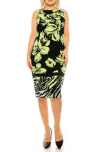 Load image into Gallery viewer, Maya Brooke Lime Black Palm Zebra Mix Print 2 Piece Jacket Dress(PLUS SIZE)
