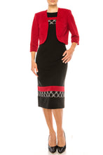 Load image into Gallery viewer, Maya Brooke Contrast Pattern Cropped Jacket Dress
