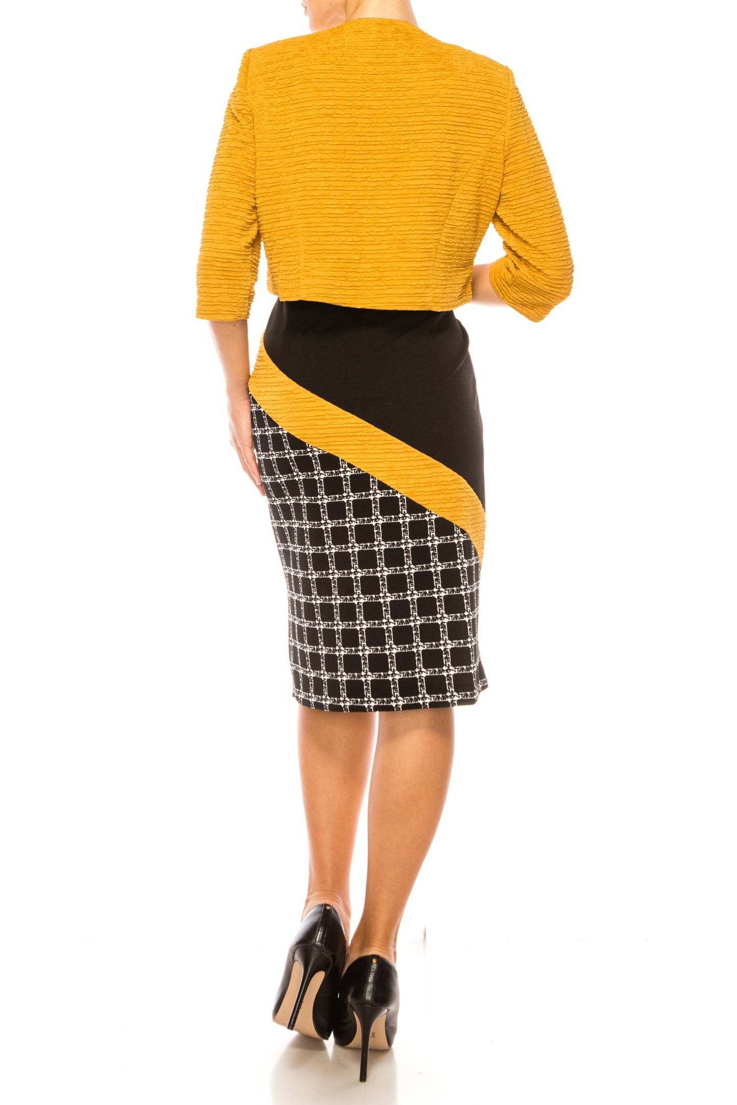 Sunny Noir Contrast: Yellow and Black Angled Jacket Dress