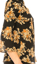 Load image into Gallery viewer, Peach Velvet Floral Pleated Long Sleeve Shirt

