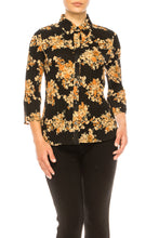 Load image into Gallery viewer, Peach Velvet Floral Pleated Long Sleeve Shirt
