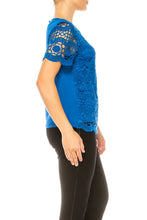 Load image into Gallery viewer, Phase Seven Short Sleeve Embroidered Lace Top
