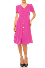 Load image into Gallery viewer, Shelby &amp; Palmer Short Sleeve A-Line Buttoned Dress

